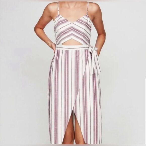 EXPRESS | Purple & White Striped Cut Out Midi Length Dress Women’s Size 18 - Picture 15 of 15